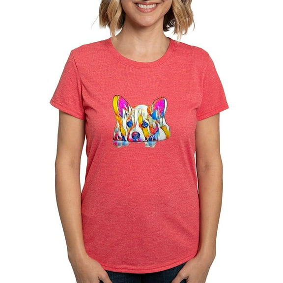 CafePress - Colorful Corgi Puppy T Shirt - Womens Tri-blend T-Shirt