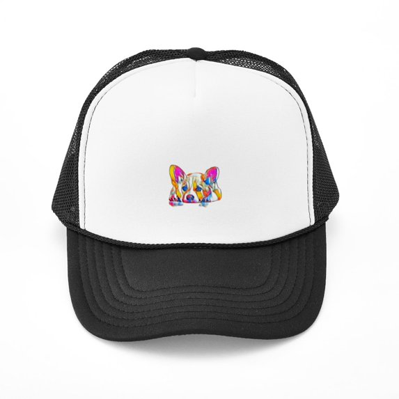 CafePress - Colorful Corgi Puppy - Adjustable Unisex Printed Trucker Hat with Mesh Back