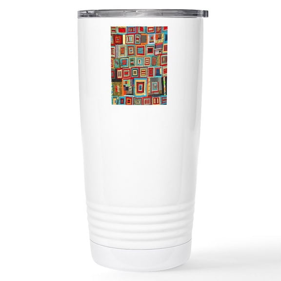 CafePress - Colorful Crazy Quilt Fl Stainless Steel Travel Mug - Insulated Stainless Steel Travel Tumbler 20 oz.