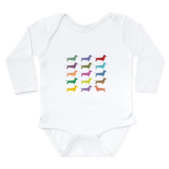 CafePress - Colorful Dachshunds Body Suit - Long Sleeve Cotton Baby Bodysuit