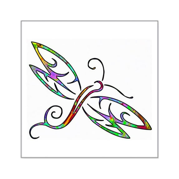 CafePress - Colorful Dragonfly Sticker - Square Sticker 3" x 3"