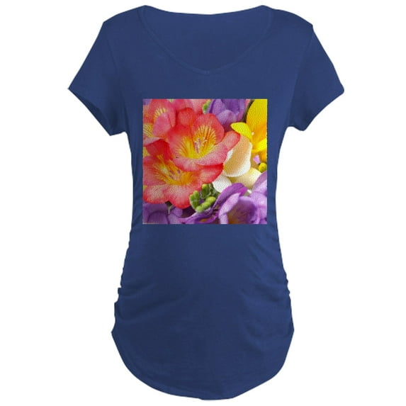 CafePress - Colorful Flowers Maternity T Shirt - Maternity Dark T-Shirt