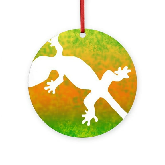 CafePress - Colorful_Gecko_Mousepad -  Round Wood Ornament 4"