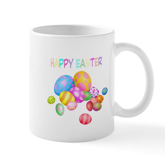 CafePress - Colorful Happy Easter Mugs - 11 oz Ceramic Mug - Novelty Coffee Tea Cup