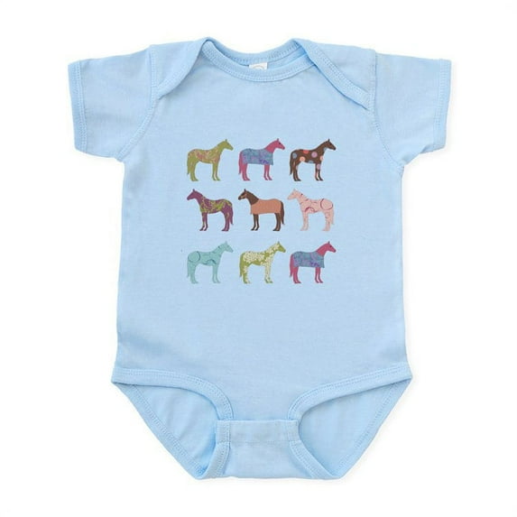CafePress - Colorful Horse Pattern Body Suit - Baby Light Bodysuit, Size Newborn - 24 Months