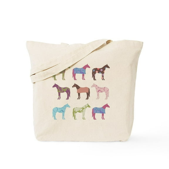 CafePress - Colorful Horse Pattern Tote Bag - Unisex Canvas Tote Bag, Beige, 1-Piece