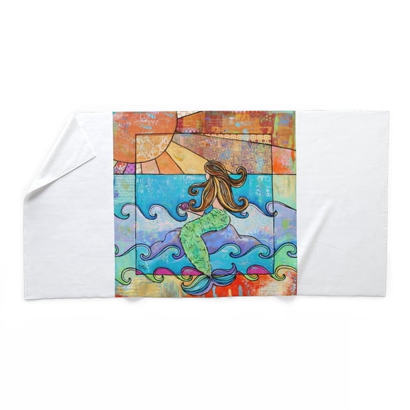 CafePress - Colorful Mermaid At Sunset Beach - Large Beach Towel, Soft 30"x60" Towel with Unique Design