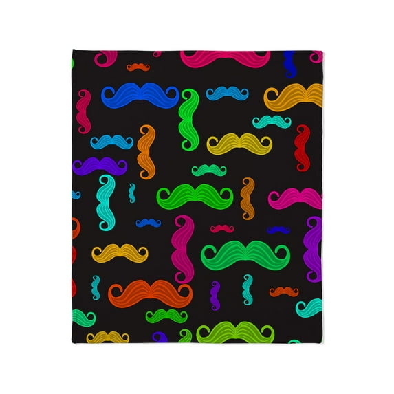 CafePress - Colorful Mustache Pattern Throw Blanket - Soft Fleece Throw Blanket, 50"x60" for All Ages