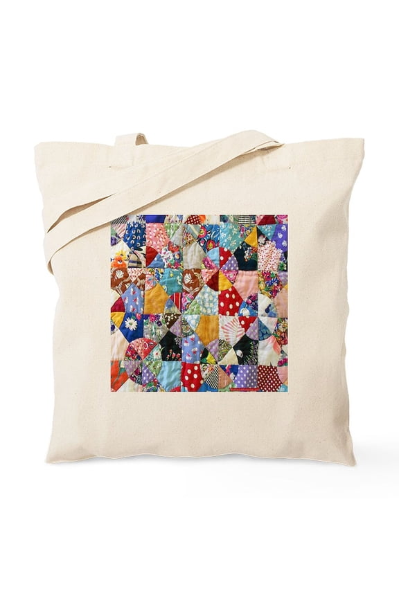 - Colorful Patchwork Quilt Tote Bag - Unisex Canvas Tote Bag, Beige, 1-Piece