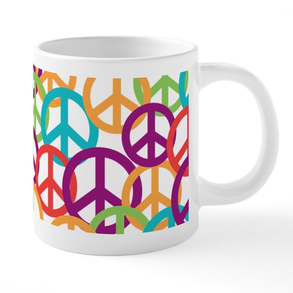 CafePress - Colorful Peace Symbols Mugs - 20 Oz White Ceramic Mega Mug