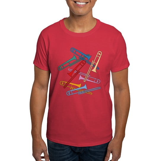 CafePress - Colorful Trombones Dark T Shirt - Men's Classic Cotton T-Shirts
