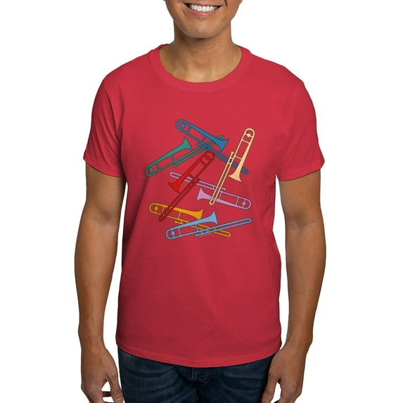 CafePress - Colorful Trombones Dark T Shirt - Men's Classic Graphic Cotton T-Shirt