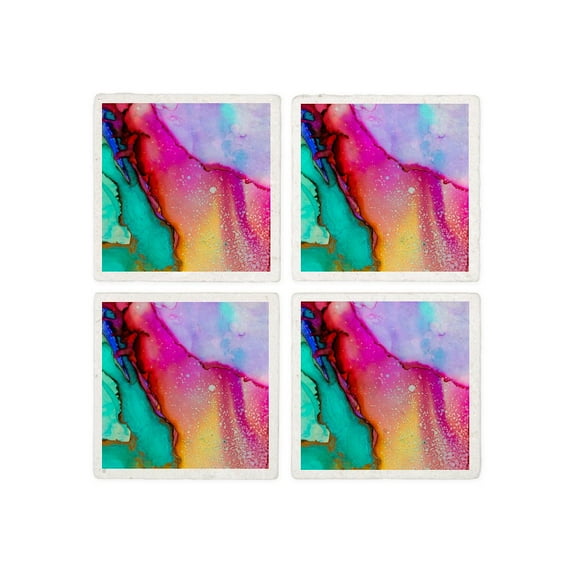 CafePress - Colorful Watercolor Paint Art Colors - Tile Coaster, Drink Coaster Set of 4
