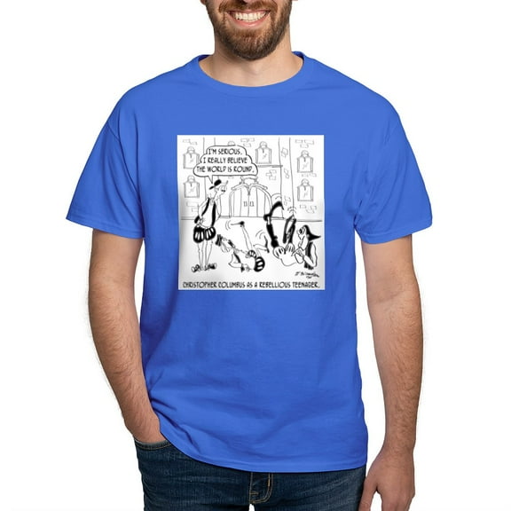 CafePress - Columbus As A Rebellious Teenager Dark T Shirt - Men's Classic Graphic Cotton T-Shirt