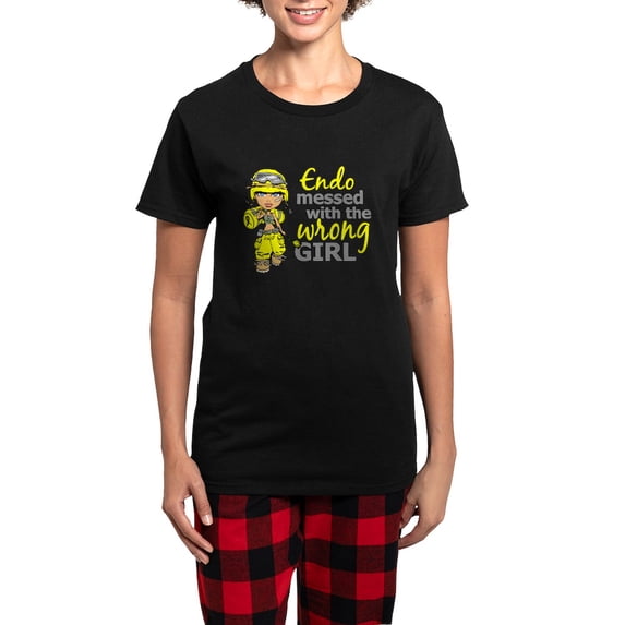 CafePress - Combat Girl Endometriosis Women's Dark Pajamas - Women's Short Sleeve Print T-Shirt and Pants Dark Cotton Pajama Set