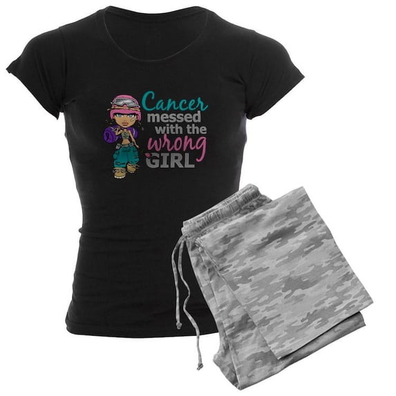 CafePress - Combat Girl Thyroid Cancer - Women's Dark Pajamas