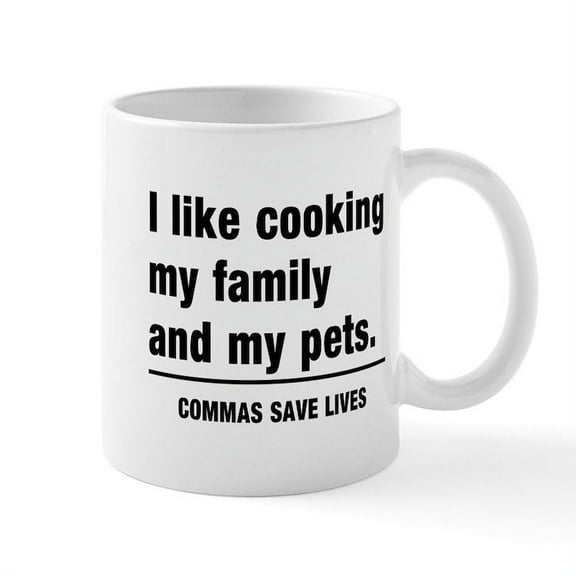 CafePress - Commas Save Lives Mugs - 11 oz Ceramic Mug - Novelty Coffee Tea Cup