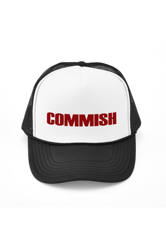 - Commish (Red) - Adjustable Unisex Printed Trucker Hat with Mesh Back