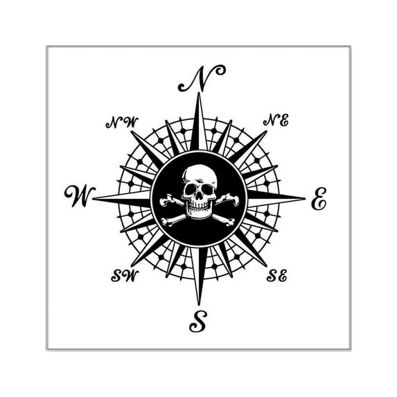 CafePress - Compass Rose II Square Sticker 3 X 3 - Square Sticker 3" x 3"