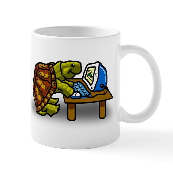 CafePress - Computer Turtle Mug - 11 oz Ceramic Mug - Novelty Coffee Tea Cup