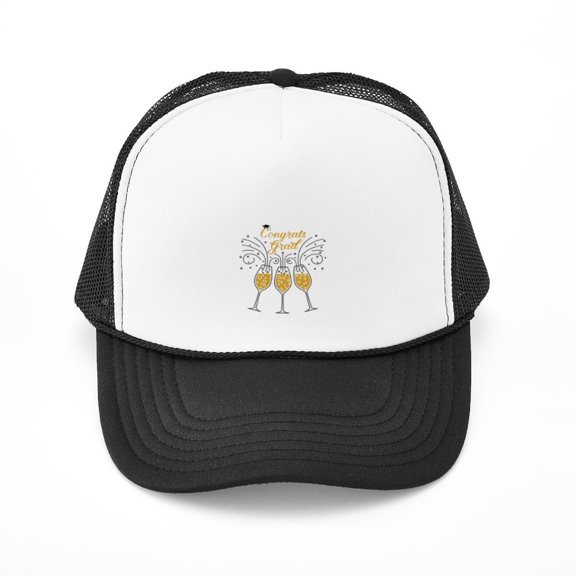 CafePress - Congrats Grad Champagne - Adjustable Unisex Printed Trucker Hat with Mesh Back