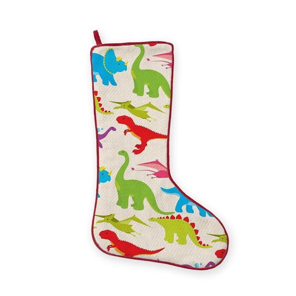 CafePress - Cool Colorful Kids Dinosaur Pattern - 7.5"x19" Holiday Stocking