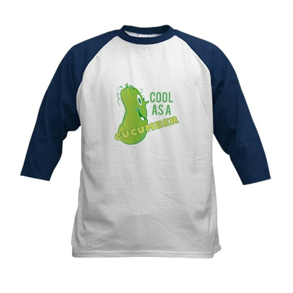 CafePress - Cool Cucumber Baseball Jersey - Kids Cotton Baseball Jersey, 3/4 Sleeve Shirt