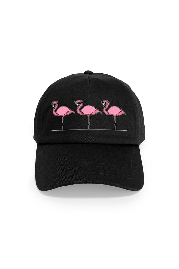 - Cool Flamingos Cap - Adjustable 100% Brushed Unisex Casual Cotton Baseball Cap, Beige, 1