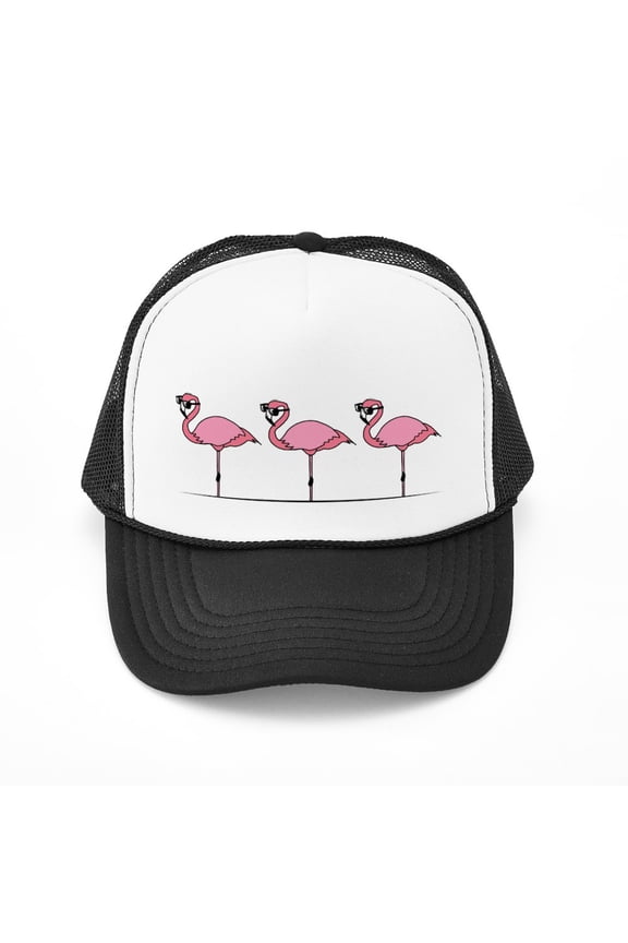 - Cool Flamingos - Adjustable Unisex Printed Trucker Hat with Mesh Back