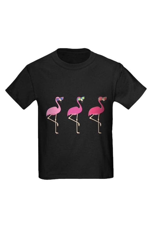 - Cool Flamingos White T Shirt - Dark T-Shirt Kids XS-XL
