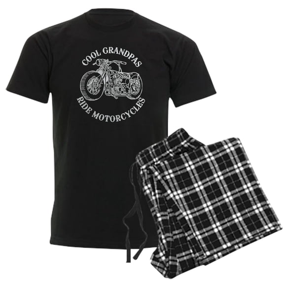 CafePress - Cool Grandpas Ride Motorcyles Men's Dark Pajamas - Men's Dark Loose Fit Cotton Pajama Set