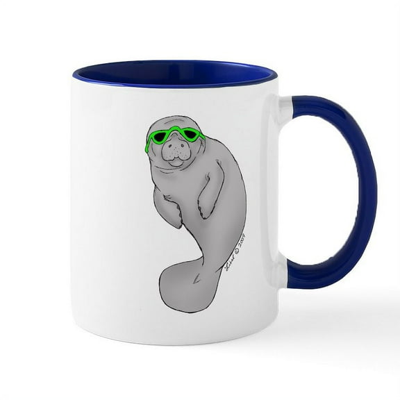 CafePress - Cool Manatee Mug - 11 oz Ceramic Mug - Novelty Coffee Tea Cup