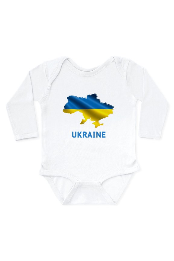 - Cool Ukraine Flag Ukrainian Pride Native Body Suit - Long Sleeve Cotton Baby Bodysuit