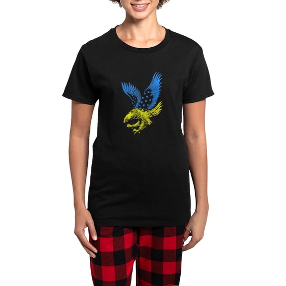 CafePress - Cool Ukraine Flag Ukrainian Pride Native H Pajamas - Women's Short Sleeve Print T-Shirt and Pants Dark Cotton Pajama Set