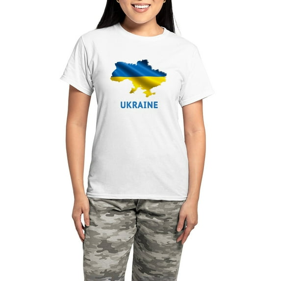 CafePress - Cool Ukraine Flag Ukrainian Pride Native H Pajamas - Women's Short Sleeve Print T-Shirt and Pants Light Cotton Pajama Set