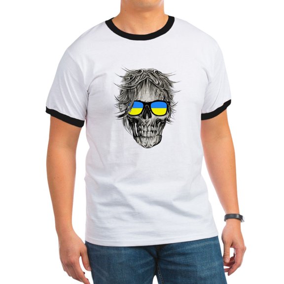 CafePress - Cool Ukraine Flag Ukrainian Pride Native H T Shirt - 100% Cotton Ringed T-Shirt