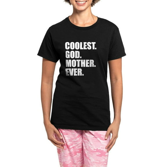 CafePress - Coolest Godmother Ever Pajamas - Women's Short Sleeve Print T-Shirt and Pants Dark Cotton Pajama Set