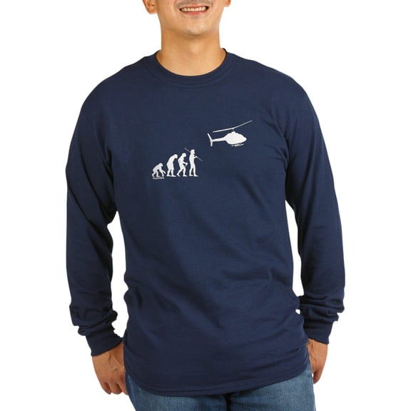 CafePress - Copter Evolution Long Sleeve Dark T Shirt - Long Sleeve Dark T-Shirt