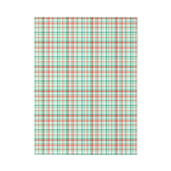 CafePress - Coral Aqua Plaid Pattern - Large Plush Fleece Throw Blanket, 80" L x 60" W