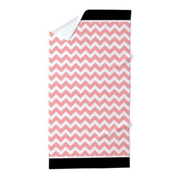 CafePress - Coral Chevron Pattern Black Trim - Large Beach Towel, Soft 30"x60" Towel with Unique Design