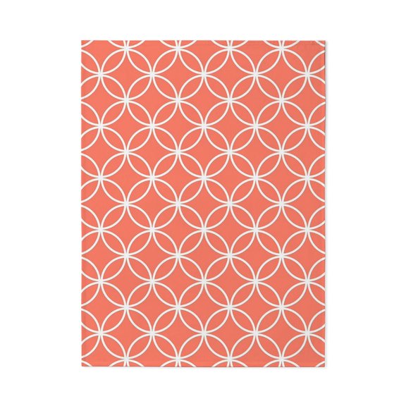 CafePress - Coral Geometric Circles Pattern - Large Plush Fleece Throw Blanket, 80" L x 60" W