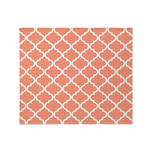 CafePress - Coral White Quatrefoil Pattern Throw Blanket - Soft Fleece Throw Blanket, 50"x60" for All Ages