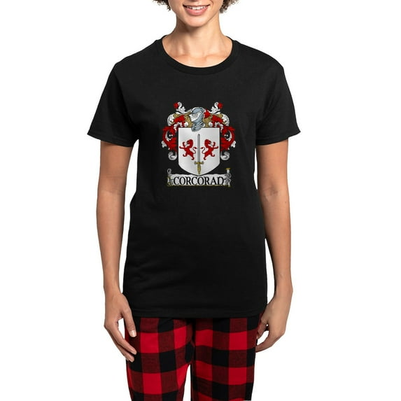 CafePress - Corcoran Coat Of Arms Women's Dark Pajamas - Women's Short Sleeve Print T-Shirt and Pants Dark Cotton Pajama Set