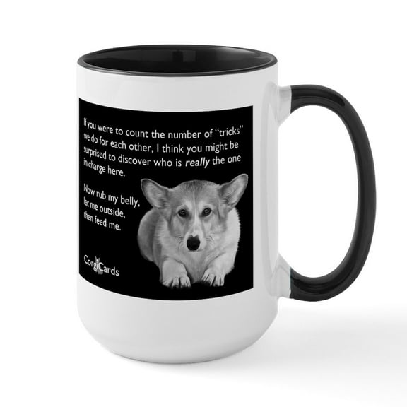 CafePress - Corgi In Charge Mug - 15 oz Ceramic Large White Novelty Mug
