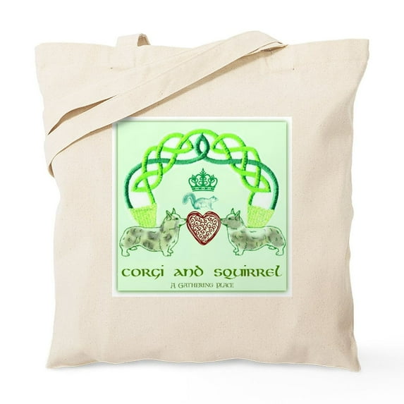 CafePress - Corgi & Squirrel Claddagh Tote Bag - Unisex Canvas Tote Bag, Beige, 1-Piece