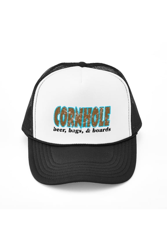 - Cornhole - Adjustable Unisex Printed Trucker Hat with Mesh Back