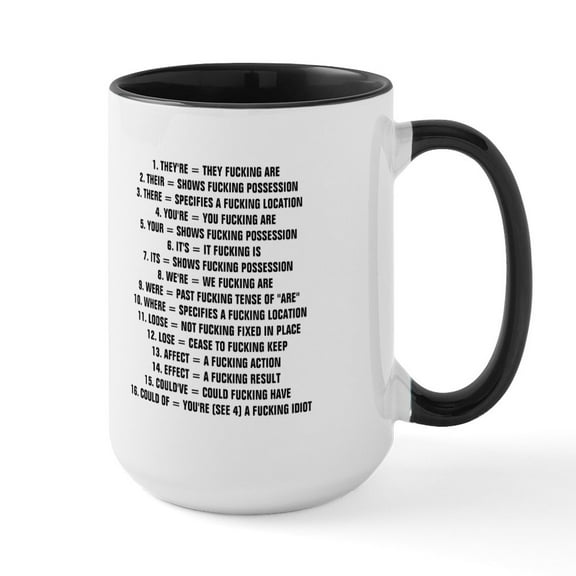 CafePress - Correct Grammar Mug Mugs - 15 oz Ceramic Large White Novelty Mug