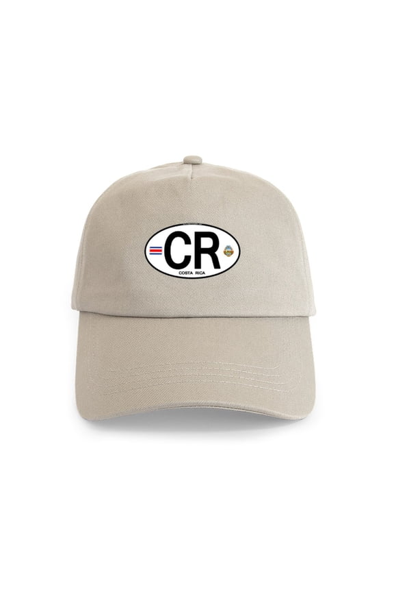 - Costa Rica Euro Oval Cap - Adjustable 100% Brushed Unisex Casual Cotton Baseball Cap, Beige, 1