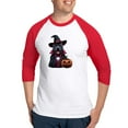 thumbnail image 1 of CafePress - Costumed Pitbull Halloween - Cotton Baseball Jersey, 3/4 Raglan Sleeve Shirt, 1 of 4
