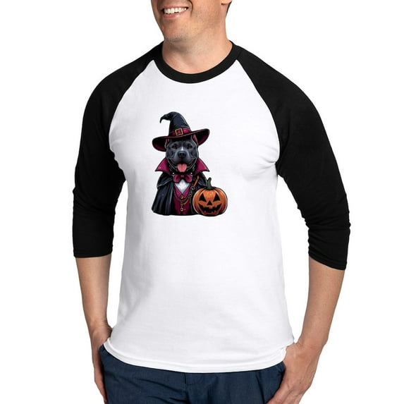 CafePress - Costumed Pitbull Halloween - Cotton Baseball Jersey, 3/4 Raglan Sleeve Shirt